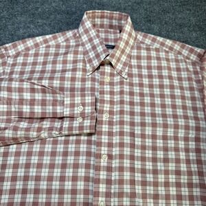 Burberry London Shirt Mens Small Red White Check Plaid Button Down USA Made‎